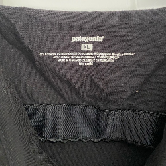 Patagonia Ruffle Black Midi Dress XL Gorpcore‎ Granola Cotton Earthy Boho Whimsy - Picture 3 of 4